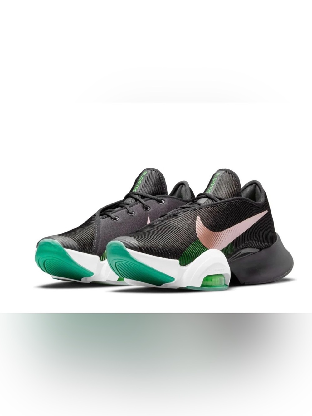 Nike SuperRep Go Training Shoes 10 Black/Pink Green gym Y2K sporty workout